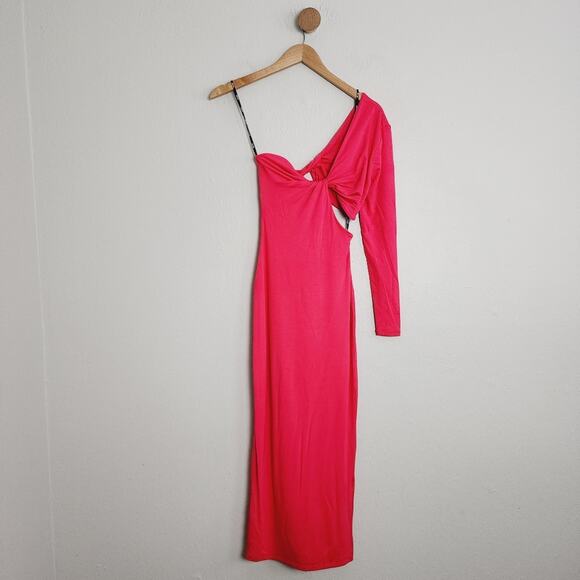 Ser.O.Ya Retrofête Ivana Coral Cutout One Sleeve Midi Dress XS NWT - Picture 6 of 12
